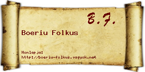 Boeriu Folkus névjegykártya